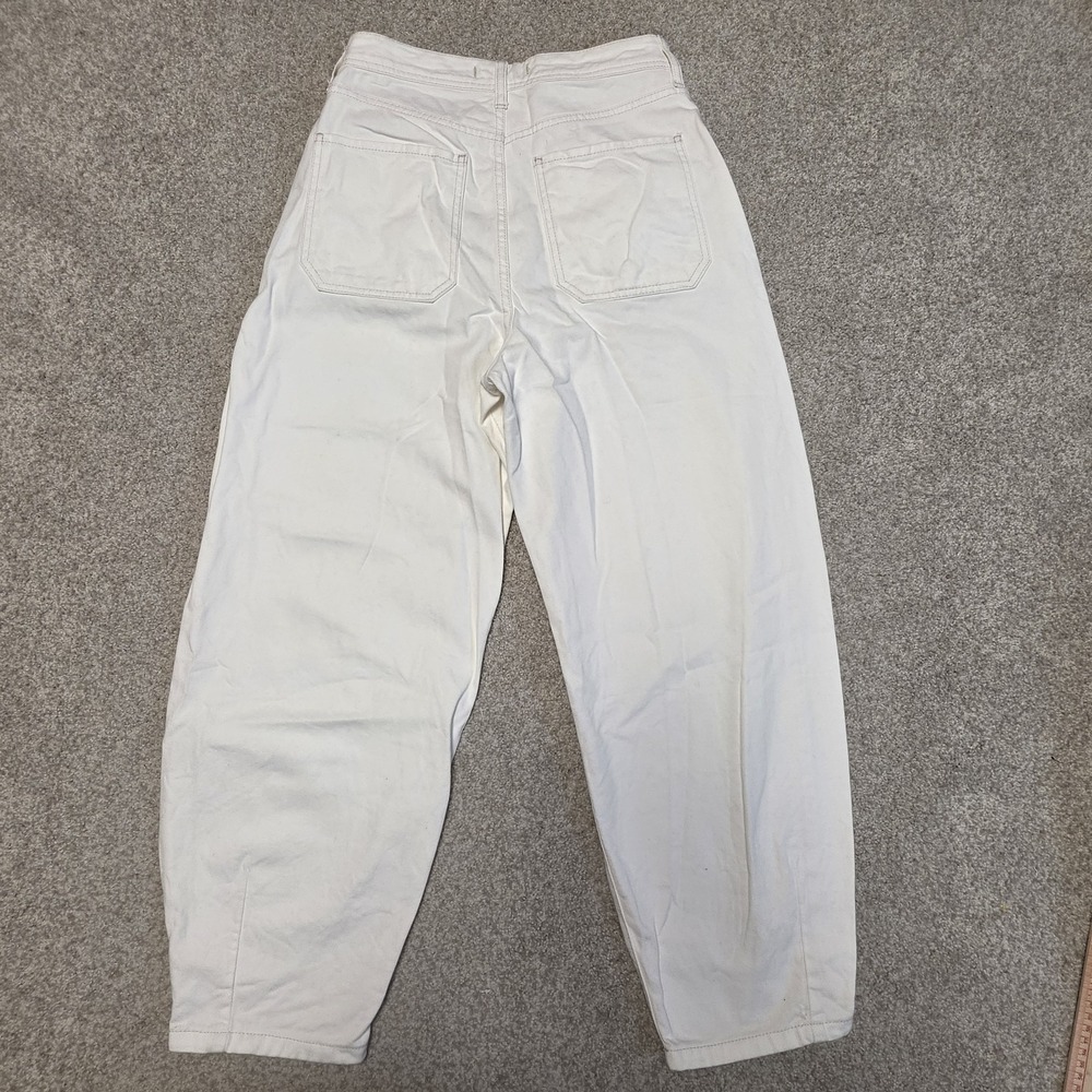 Free People We The Free Barrel Leg Jeans Womens 27 Ivory Cream High Rise Cotton - Picture 3 of 11